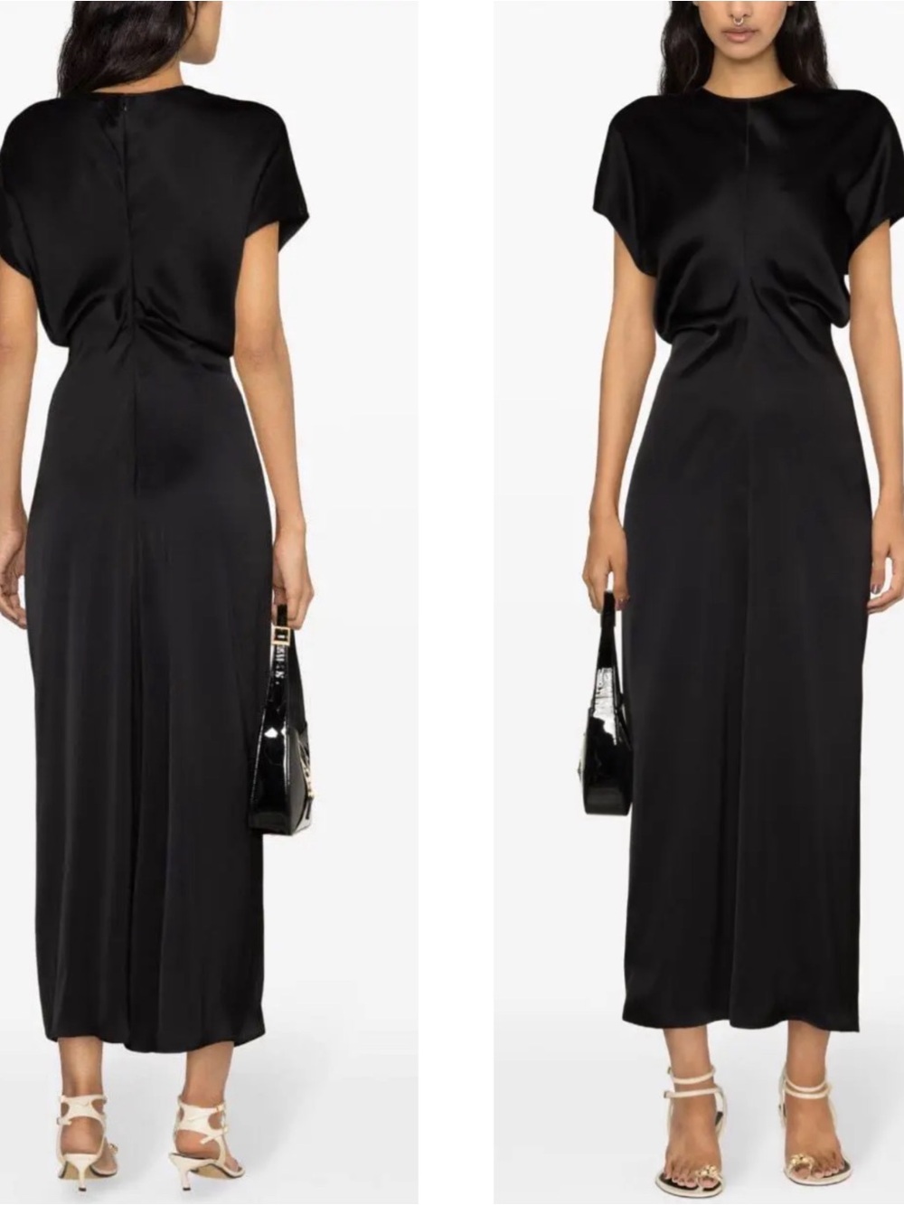 TOTEME Slouch Waist Satin Black Maxi Dress Size 4